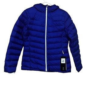 Spyder Women's Blue Peak Hooded Down Puffer Jacket Size Large BNWT Winter Heat